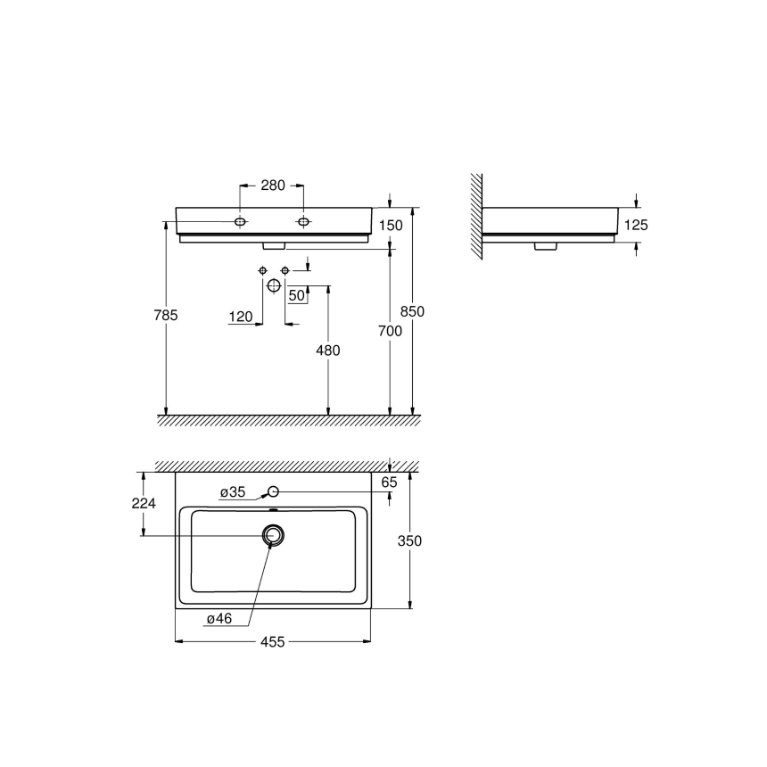 3948300H Раковина-мини GROHE Cube Ceramic 45 см, альпин-белый