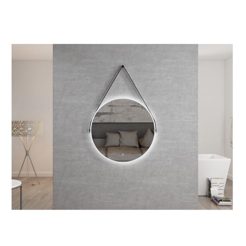 Зеркало с подсветкой на ремне Minotti Aneto DA800 Black