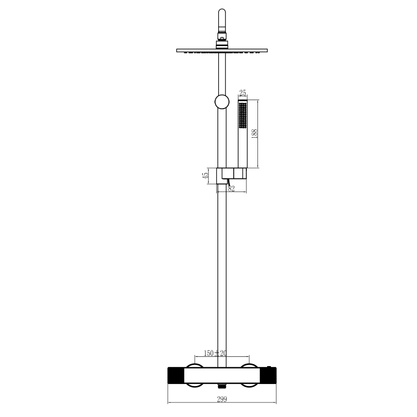 Душевая система с термостатом Minotti Alto Chrome