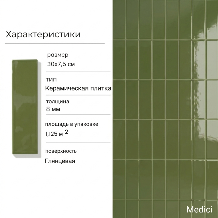 Керамическая плитка M75306D olive green glossy