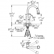 30213ZC1 Смеситель для мойки GROHE Parkfield, бронза