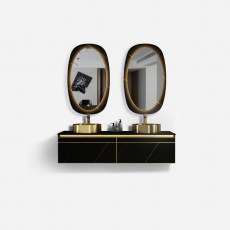 Тумба для ванной комнаты в комплекте со столешницей и двумя раковинами Minotti Exelen 160см