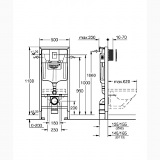 38772001 *Инсталляция для подвесного унитаза GROHE Rapid SL с панелью смыва Skate Cosmo,комплект 3-1