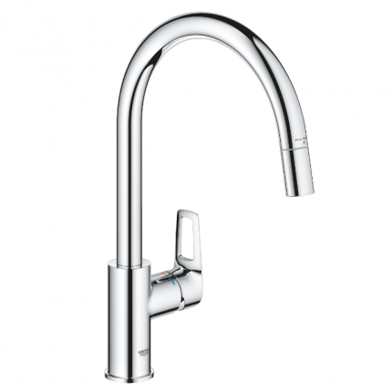 30543000 Смеситель для мойки GROHE BauLoop New с выдвижной лейкой, хром