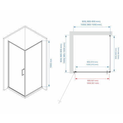 Душевое ограждение Minotti Latte 900*900 Сhrome