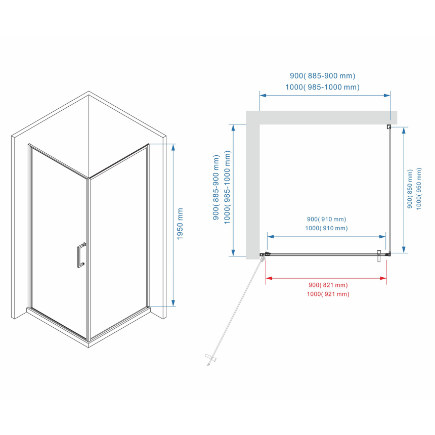 Душевое ограждение Minotti Latte 900*900 Сhrome