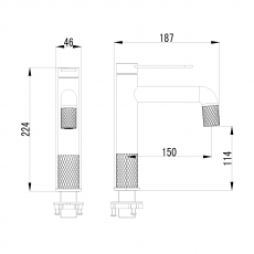 Смеситель для раковины M-size Minotti Capri gun metal