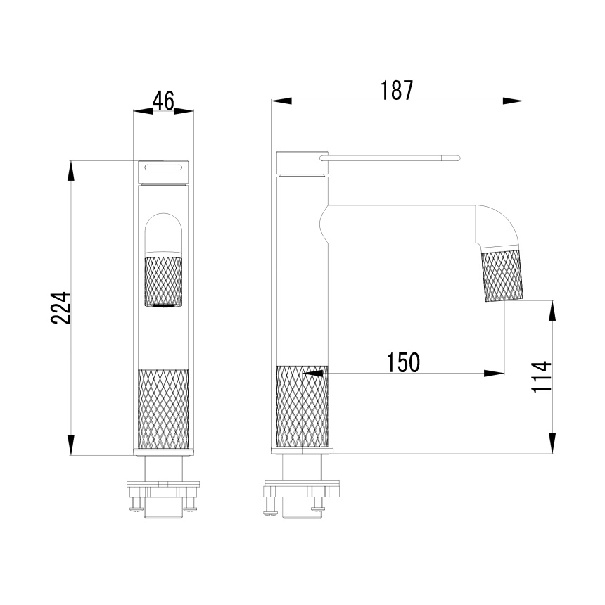 Смеситель для раковины M-size Minotti Capri gun metal