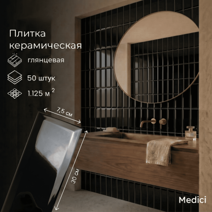 Керамическая плитка M75307H black glossy