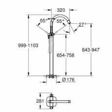 23318000 Смеситель Grandera однорычажный для ванны ,напольный монтаж