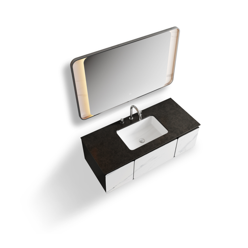 Тумба для ванной комнаты в комплекте со столешницей и раковиной Minotti Blade