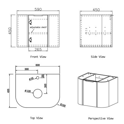 Тумба для ванной комнаты в комплекте с раковиной Minotti Silvano-60 см