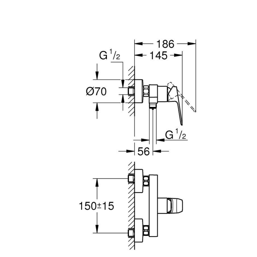 1018242430 *Смеситель для душа GROHE Cubeo, матовый черный