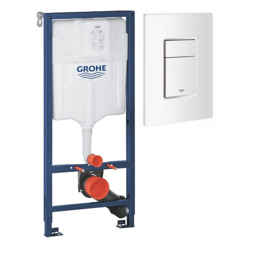 Инсталляция GROHE Rapid 38536001, жиынтықта 38732SH0 шайып жіберу панелі бар, альпі ақ