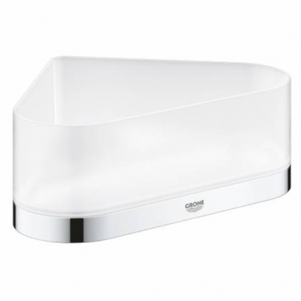 41038000 Полочка для душа GROHE Selection, угловая, с держателем, хром/прозрачный белый