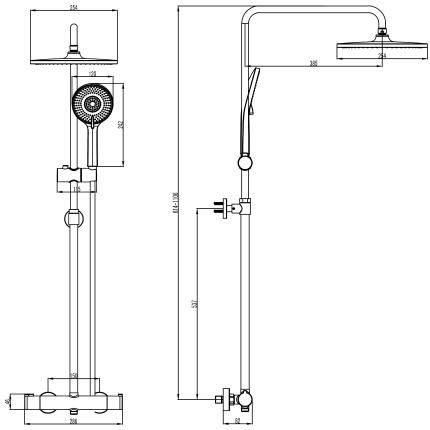 Душевая система с термостатом Minotti Unico Black