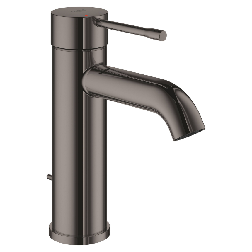 23589AO1 Смеситель для раковины GROHE Essence+ с донным клапаном, S-size, темный графит глянец