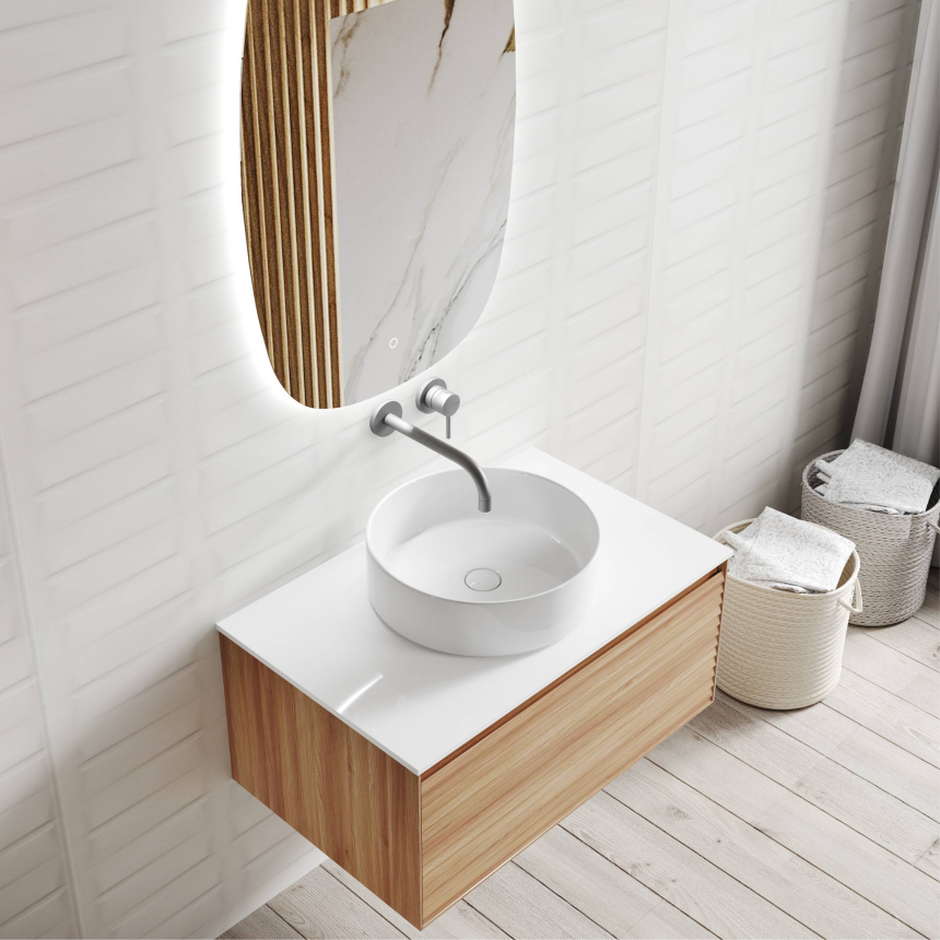 Тумба для ванной комнаты в комплекте со столешницей и раковиной Minotti Hilton 80см