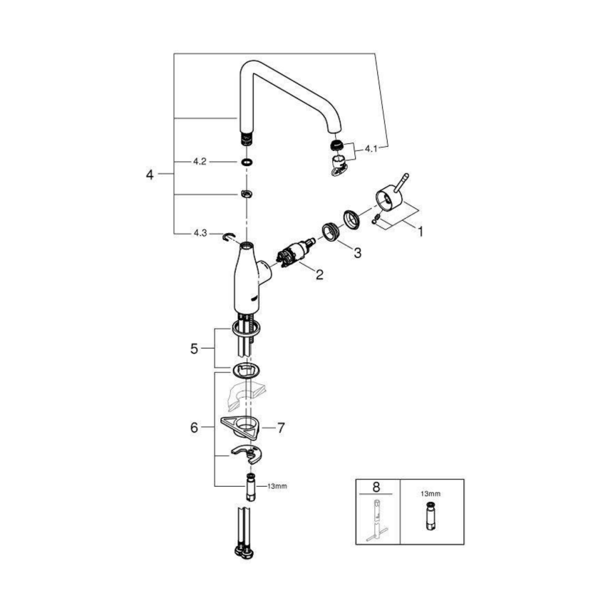 30269000 Смеситель для кухни GROHE Essence+ с высоким изливом, хром