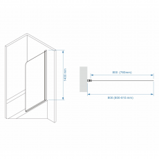Шторка для ванны Minotti Classic 800*1400 chrome