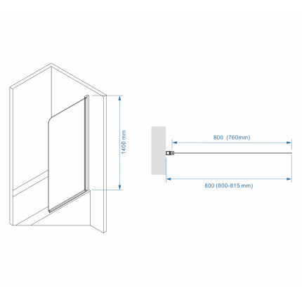 Шторка для ванны Minotti Classic 800*1400 chrome