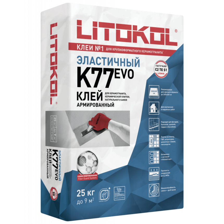 LITOKOL SuperFlex K77 25 кг Клей Суперэластичный для крупноформатной облицовочной плитки и керам-та