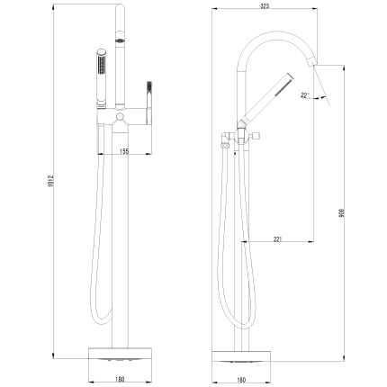 Напольный смеситель Minotti Unico Black