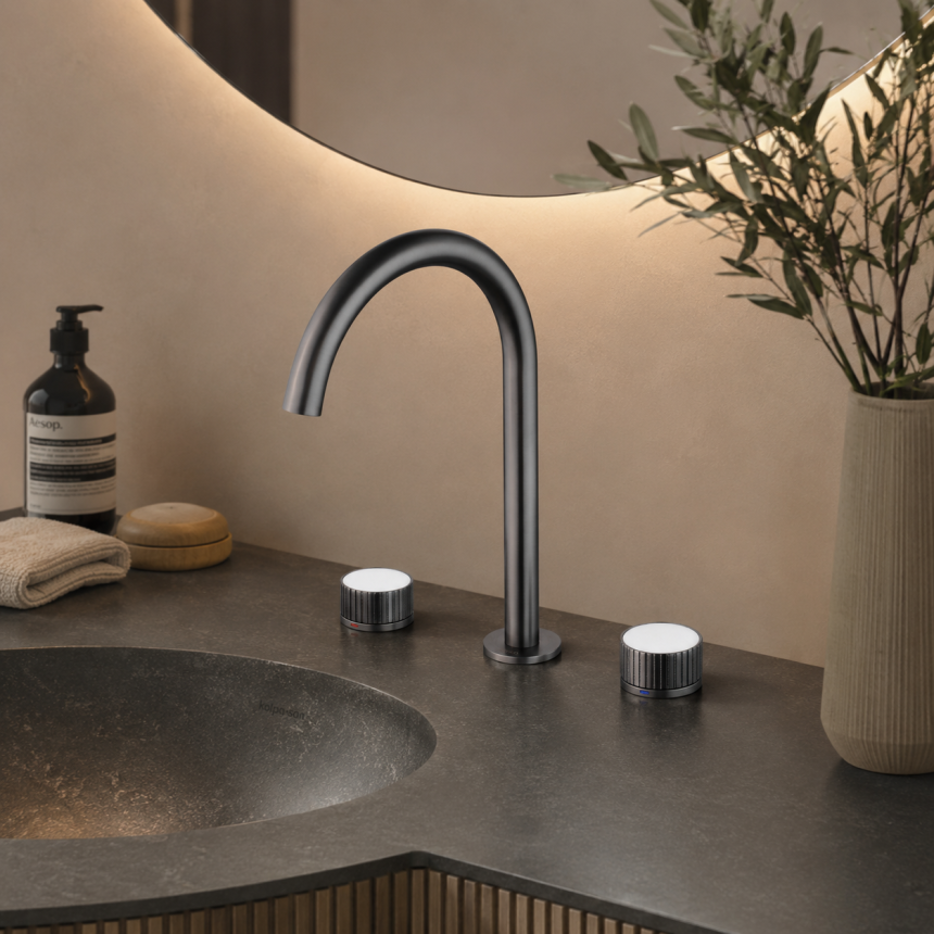Смеситель для раковины на три отверстия Minotti Elegante Gun Metal