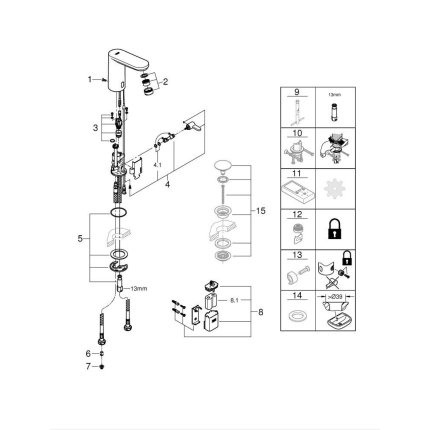 36327001 Смеситель для раковины инфракрасный GROHE Eurosmart Cosmopolitan E, хром