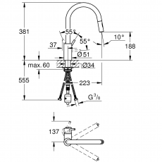 31483002 Смеситель для мойки GROHE Concetto, хром