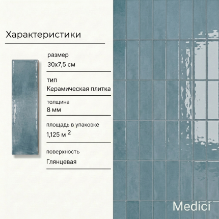 Керамическая плитка M7532P2 light blue glossy