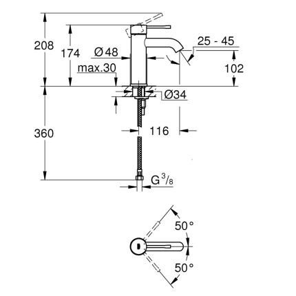 24172DA1 Смеситель для раковины GROHE Essence, S-size, теплый закат глянец