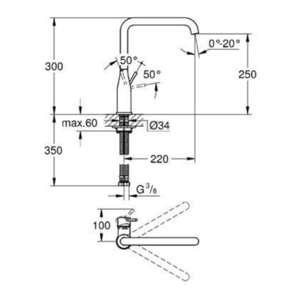 30269000 Смеситель для кухни GROHE Essence+ с высоким изливом, хром