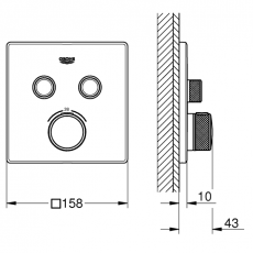 29124AL0 *Внешняя часть смесителя GROHE Grohtherm SmartControl на 2 выхода, темный графит матовый