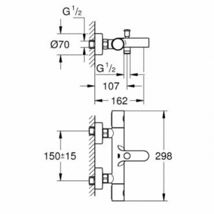 34766000 Термостат для ванны Grohtherm 800 Cosmopolitan, внешний монтаж, хром