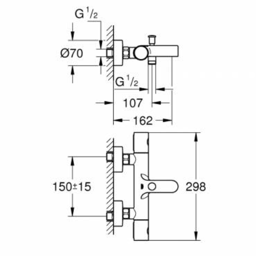34766000 Термостат для ванны Grohtherm 800 Cosmopolitan, внешний монтаж, хром