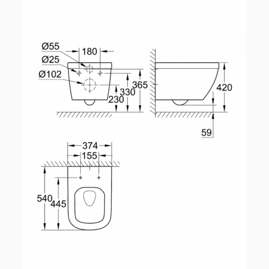 36501000 GROHE Rapid SL,5-1,Инсталляция с подвесным унитазом Euro ceramic, панель Arena Cosmopolitan