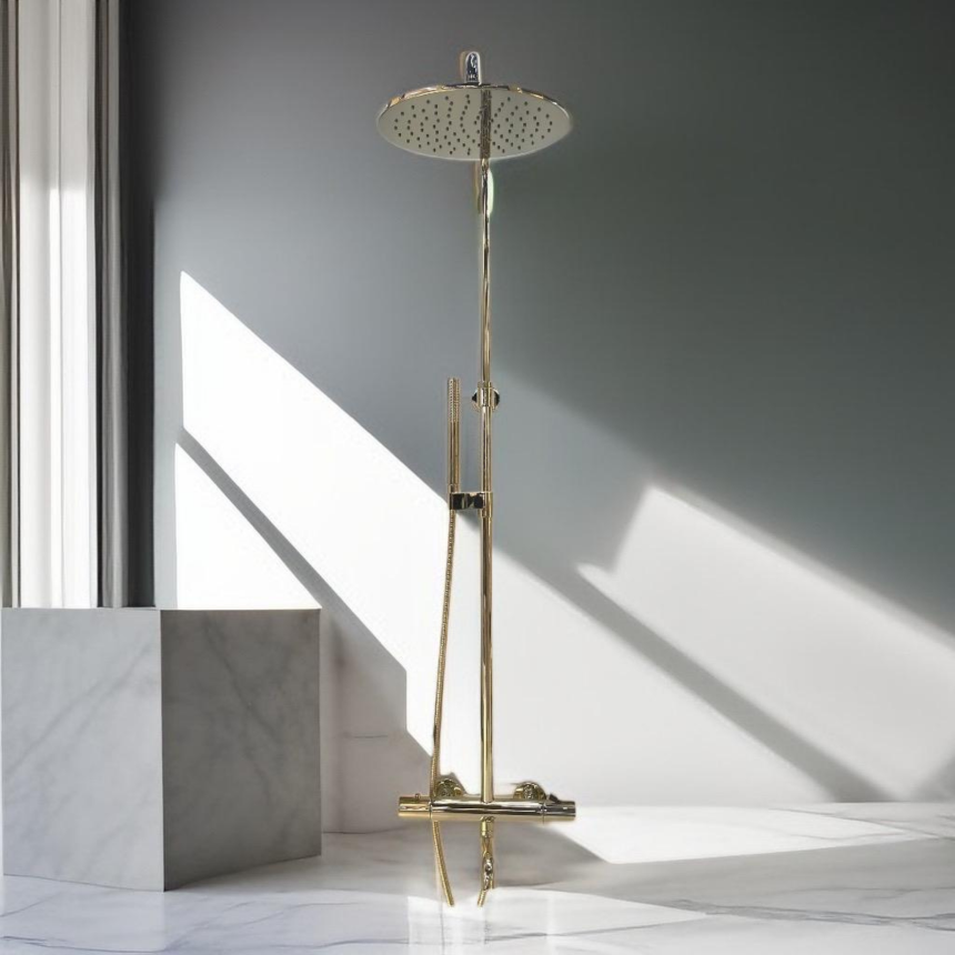 Душевая система c изливом для ванны термостат Minotti  Avanti Champagne Gold