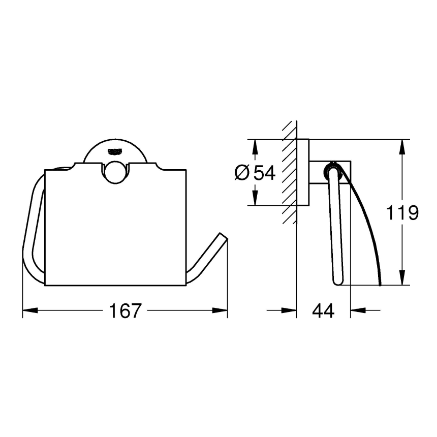 40367DC1 Держатель для туалетной бумаги GROHE Essentials, с крышкой, суперсталь