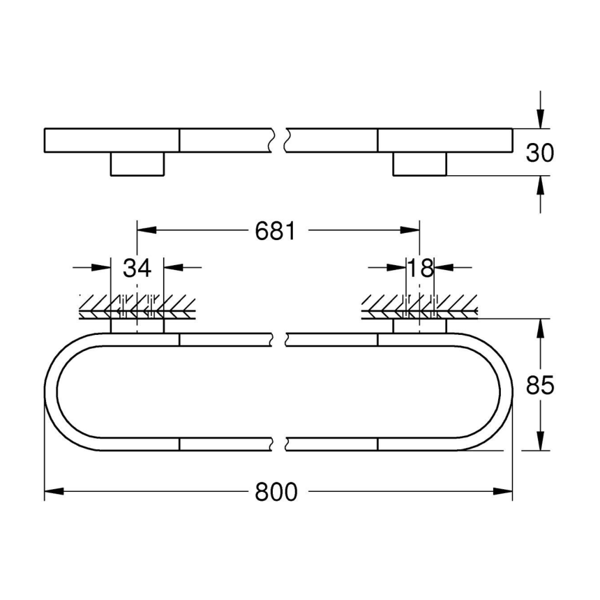 41058000 Держатель для полотенца GROHE Selection, 800 мм, хром
