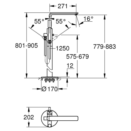 23792001 Смеситель для ванны GROHE Lineare, напольный, хром