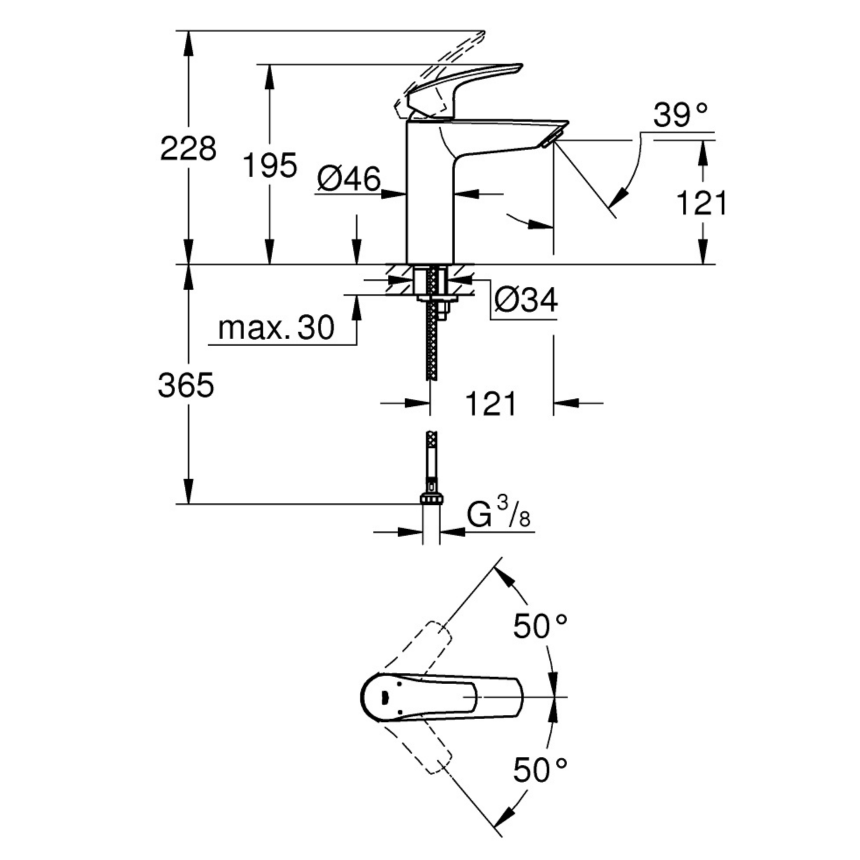 23324003 *Смеситель для раковины GROHE Eurosmart, M-Size, хром