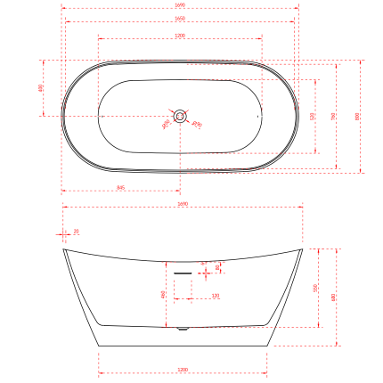 Отдельностоящая ванна Minotti Oliva 169*80