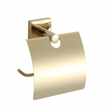 Бумагодержатель с крышкой LUSSO Gold Cube