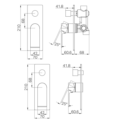Душевая система скрытого монтажа Minotti Style Cube matt black