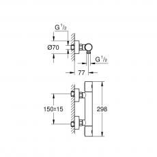 34065DC2 *Термостат для душа GROHE Grohtherm 1000 Cosmopolitan M, суперсталь