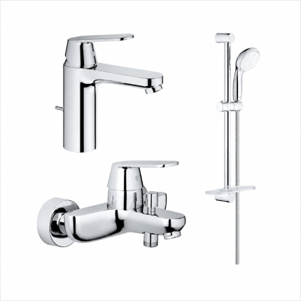 1000179 *Араластырғыштар жиынтығы GROHE Eurosmart Cosmopolitan, раковинаға, ваннаға арналған, душ жиынтығымен, хром