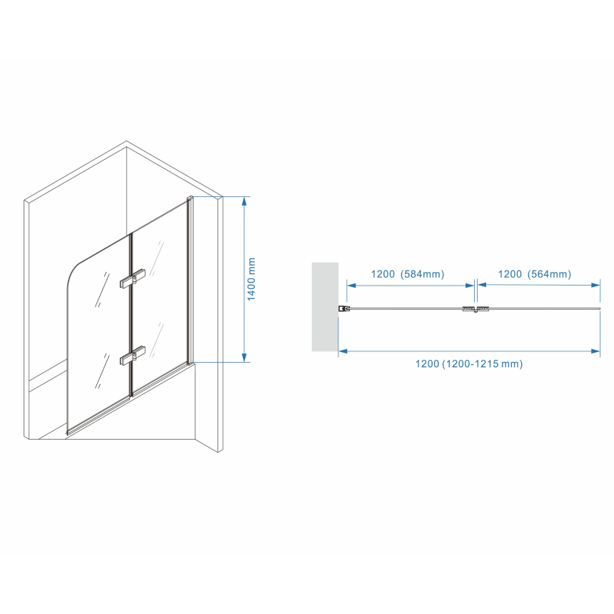 Шторка для ванны Minotti Classic двойная 1200*1400 gold