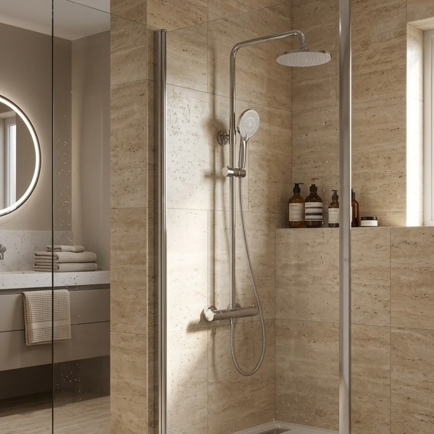 Душевая система с термостатом Minotti Unico Chrome