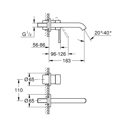 29192DL1 Внешняя часть смесителя для раковины GROHE Essence,на 2 отверстия, теплый закат матовый